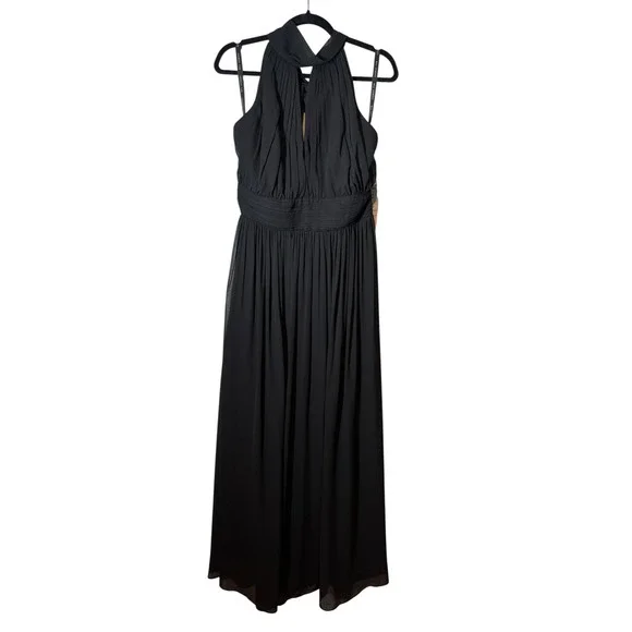 NWT Bill Levkoff Black Chiffon Halter Neck Maxi Dress Formal Gown 1503 Size 14 NWT Bill Levkoff Black Chiffon Halter Neck Maxi Dress Formal Gown 1503 Size 14